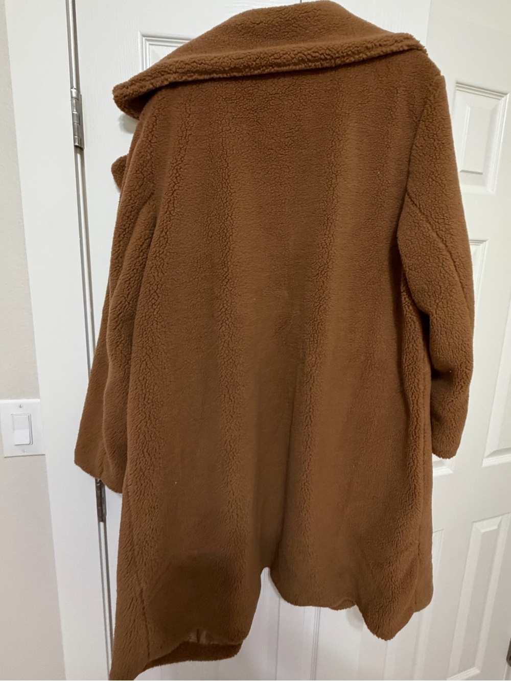 SHEIN Brown Teddy Open-Front Coat - Picture 4 of 5